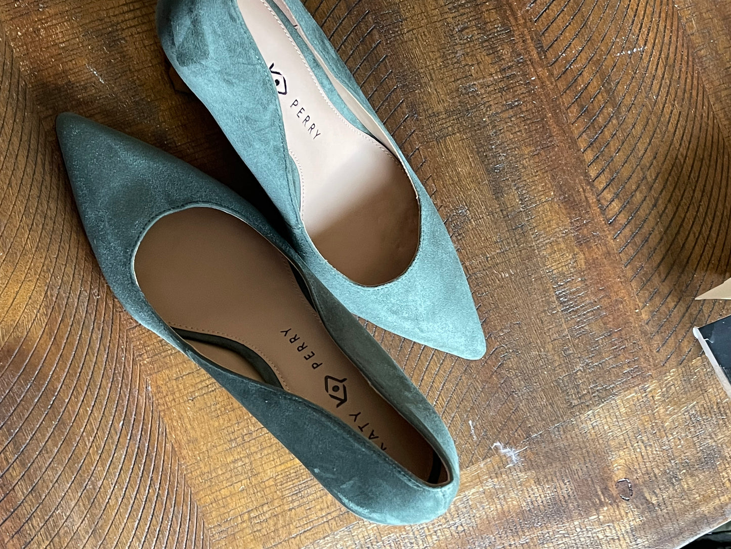 Katy Perry Green Suede Pointed-Toe Heels